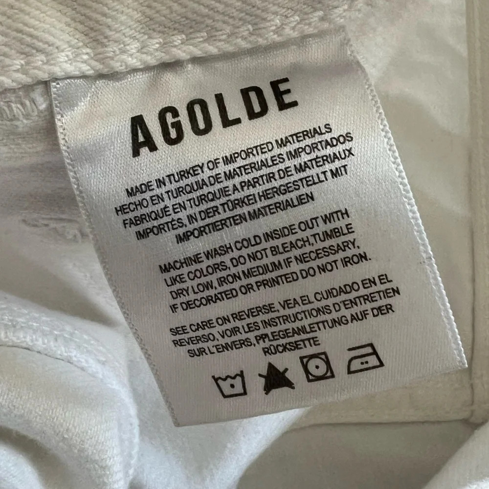 NWOT AGOLDE Cooper Cargo Jeans Milkshake White Denim Casual Women’s 25 - Picture 12 of 13